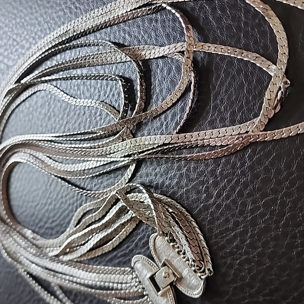 VTG Silver Multi-Layer Monet Necklace